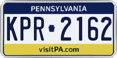 PA license plate KPR2162