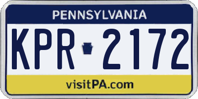 PA license plate KPR2172