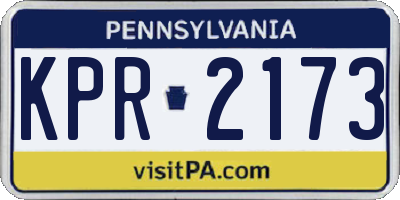 PA license plate KPR2173