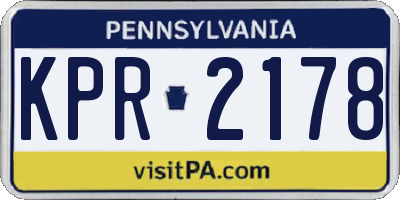 PA license plate KPR2178