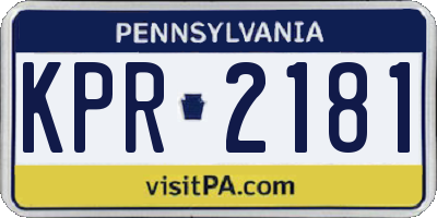 PA license plate KPR2181