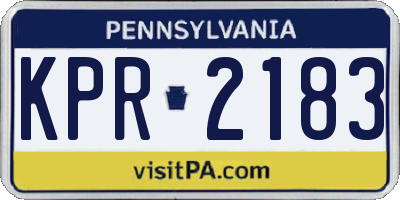 PA license plate KPR2183