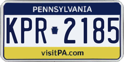 PA license plate KPR2185