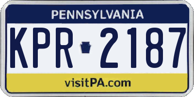 PA license plate KPR2187