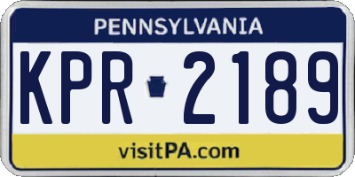 PA license plate KPR2189