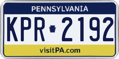 PA license plate KPR2192