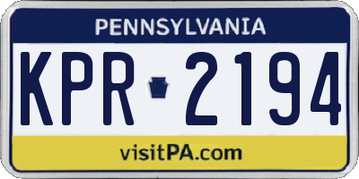 PA license plate KPR2194