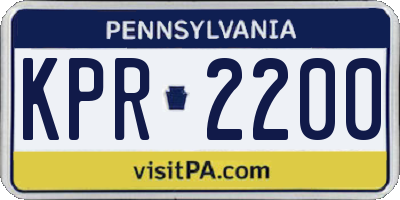 PA license plate KPR2200