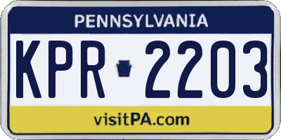 PA license plate KPR2203