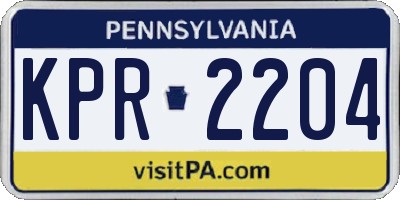 PA license plate KPR2204