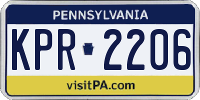 PA license plate KPR2206