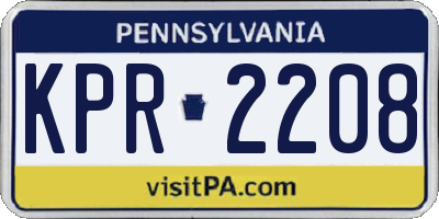 PA license plate KPR2208