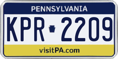 PA license plate KPR2209