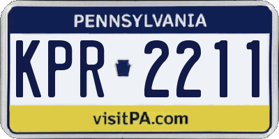 PA license plate KPR2211