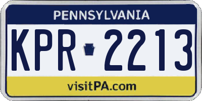 PA license plate KPR2213