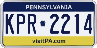 PA license plate KPR2214