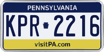 PA license plate KPR2216