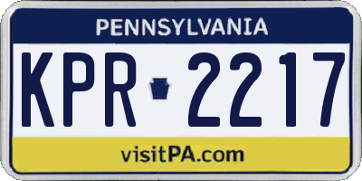 PA license plate KPR2217