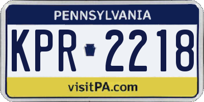 PA license plate KPR2218