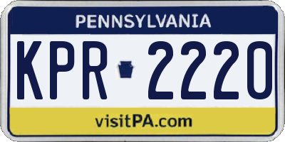 PA license plate KPR2220