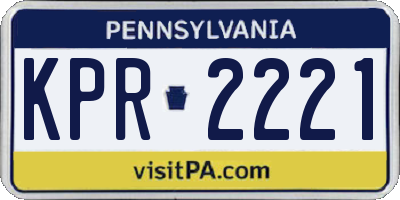 PA license plate KPR2221
