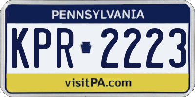 PA license plate KPR2223