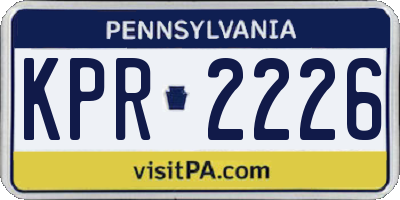PA license plate KPR2226