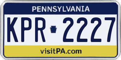 PA license plate KPR2227