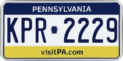 PA license plate KPR2229