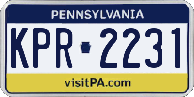 PA license plate KPR2231