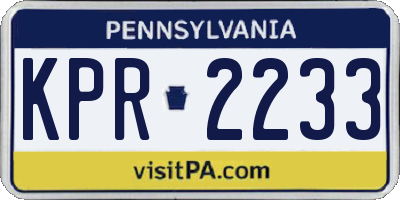PA license plate KPR2233