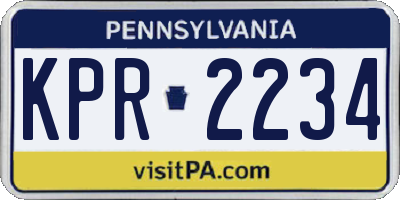 PA license plate KPR2234