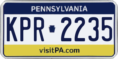 PA license plate KPR2235