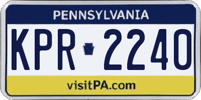 PA license plate KPR2240