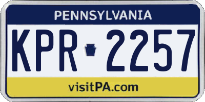 PA license plate KPR2257