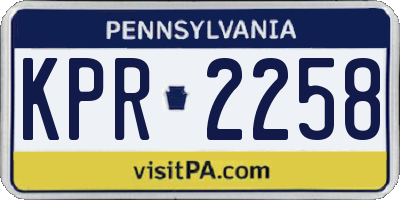 PA license plate KPR2258