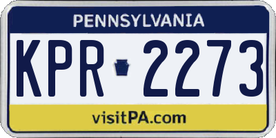 PA license plate KPR2273