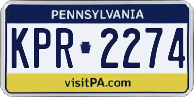PA license plate KPR2274
