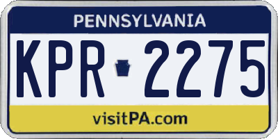 PA license plate KPR2275