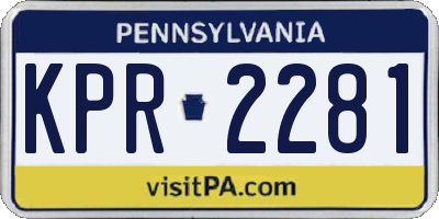 PA license plate KPR2281