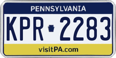 PA license plate KPR2283