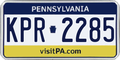 PA license plate KPR2285