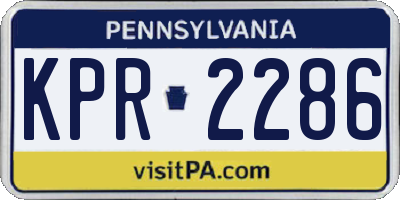 PA license plate KPR2286