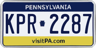 PA license plate KPR2287