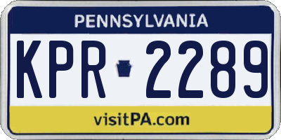 PA license plate KPR2289