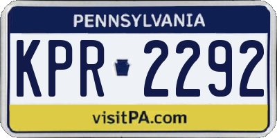 PA license plate KPR2292