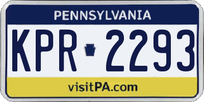 PA license plate KPR2293