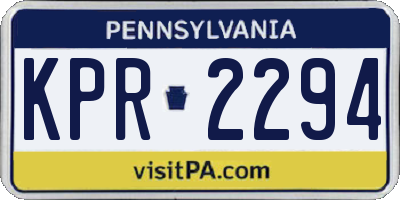 PA license plate KPR2294