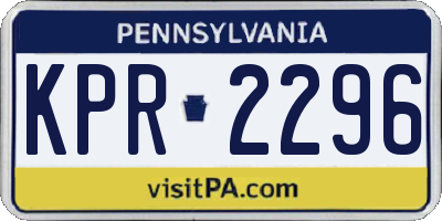 PA license plate KPR2296