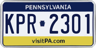 PA license plate KPR2301